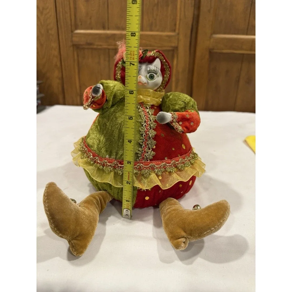 Anthropomorphic Cat Shelf Sitter Victorian Jester Style 7.5